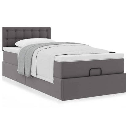 Ottoman bed met matras 100x200cm kunstleer grijs