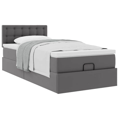 Ottoman bed met matras 100x200cm kunstleer grijs