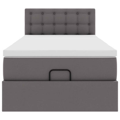 Ottoman bed met matras 100x200cm kunstleer grijs