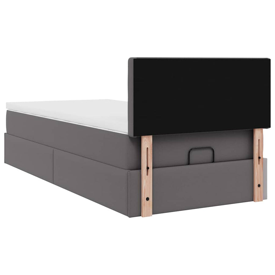 Ottoman bed met matras 100x200cm kunstleer grijs