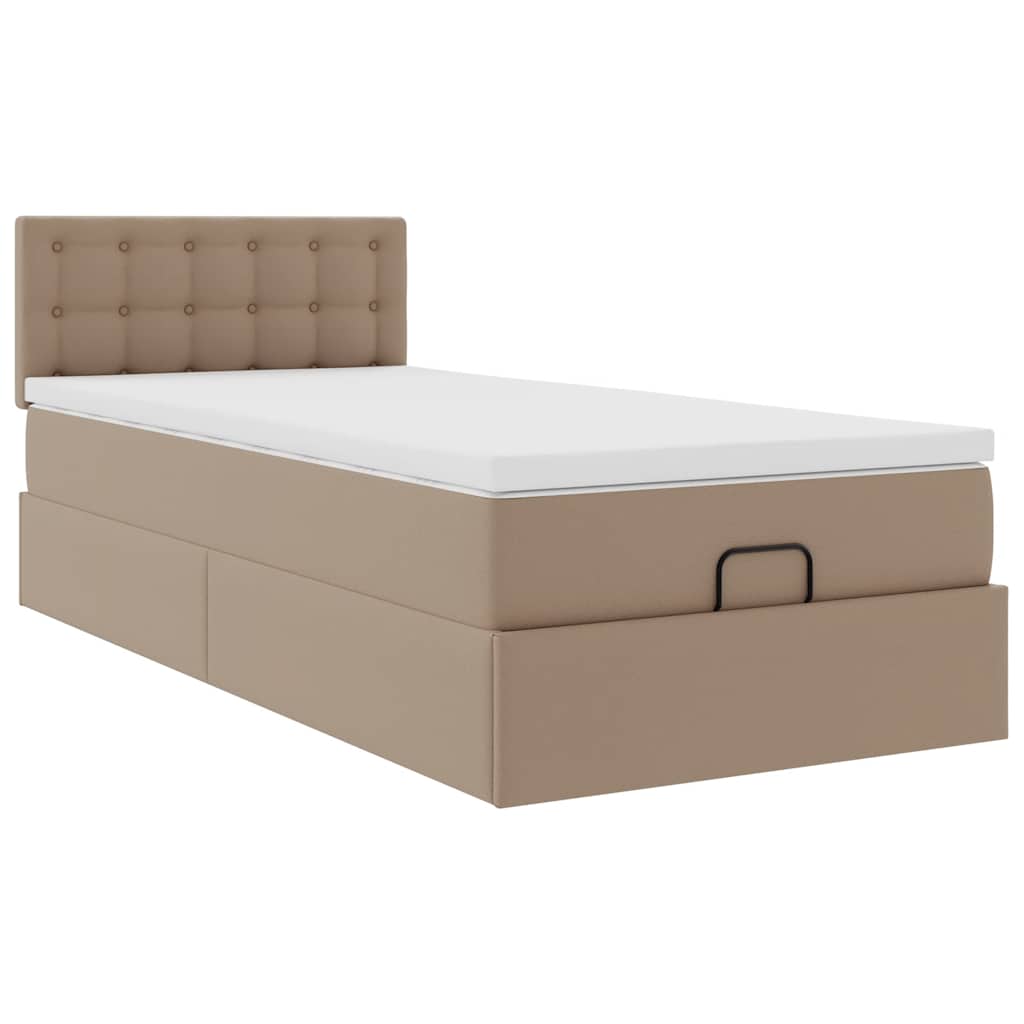 Ottoman bed met matras 100x200cm kunstleer cappuccinokleurig
