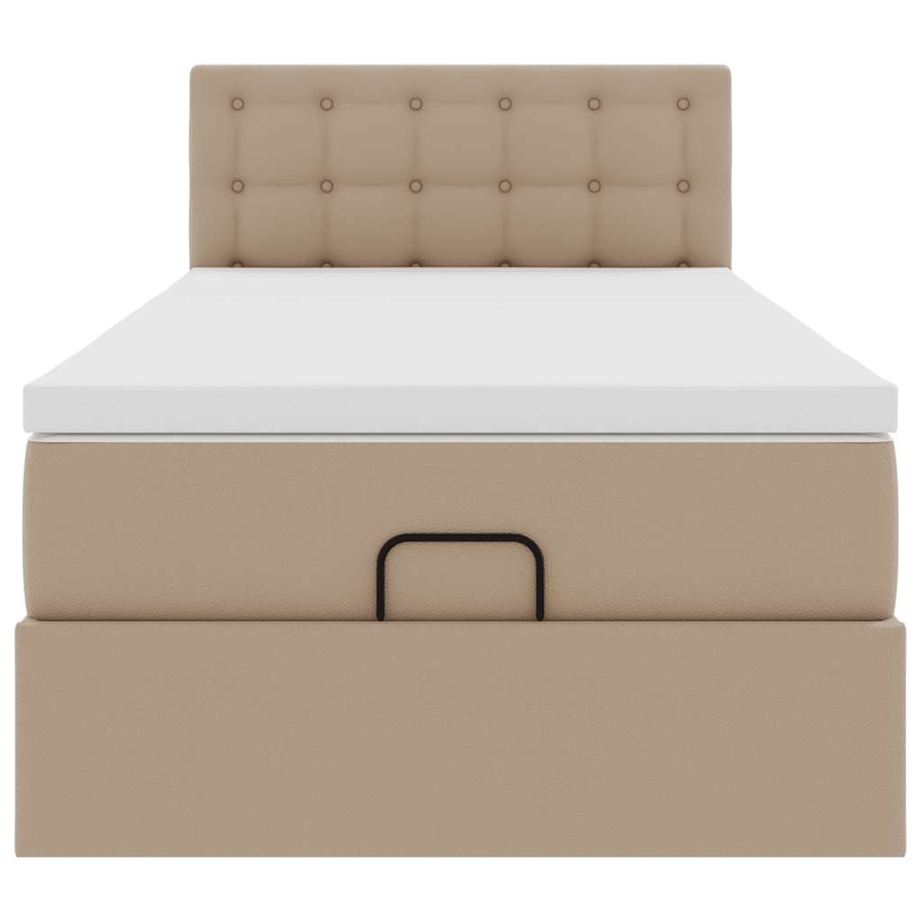 Ottoman bed met matras 100x200cm kunstleer cappuccinokleurig