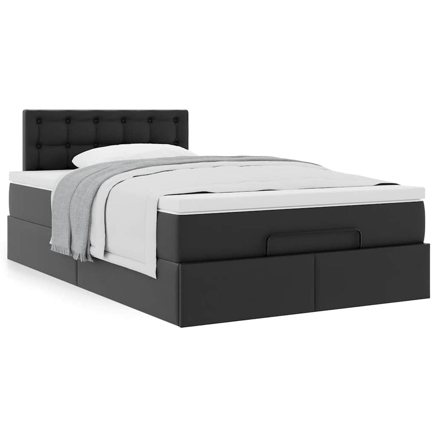 Ottoman bed met matras 120x190 cm kunstleer zwart