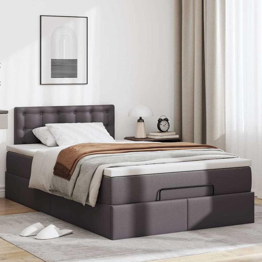Ottoman bed met matras 120x190 cm kunstleer grijs