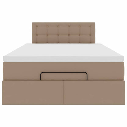 Ottoman bed met matras 120x190 cm kunstleer cappuccinokleurig