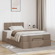 Ottoman bed with mattress 120x190 cm faux leather cappuccino color