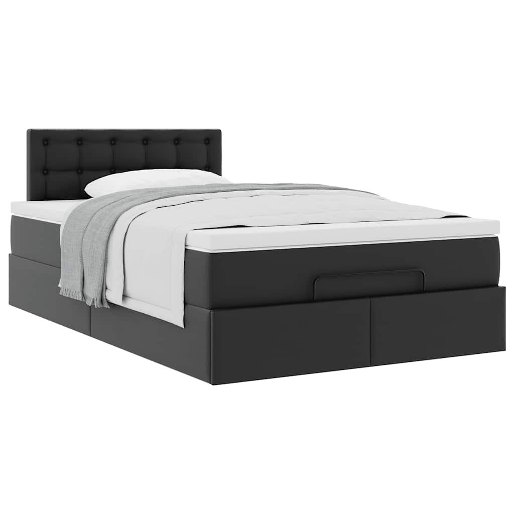 Ottoman bed met matras 120x200cm kunstleer zwart