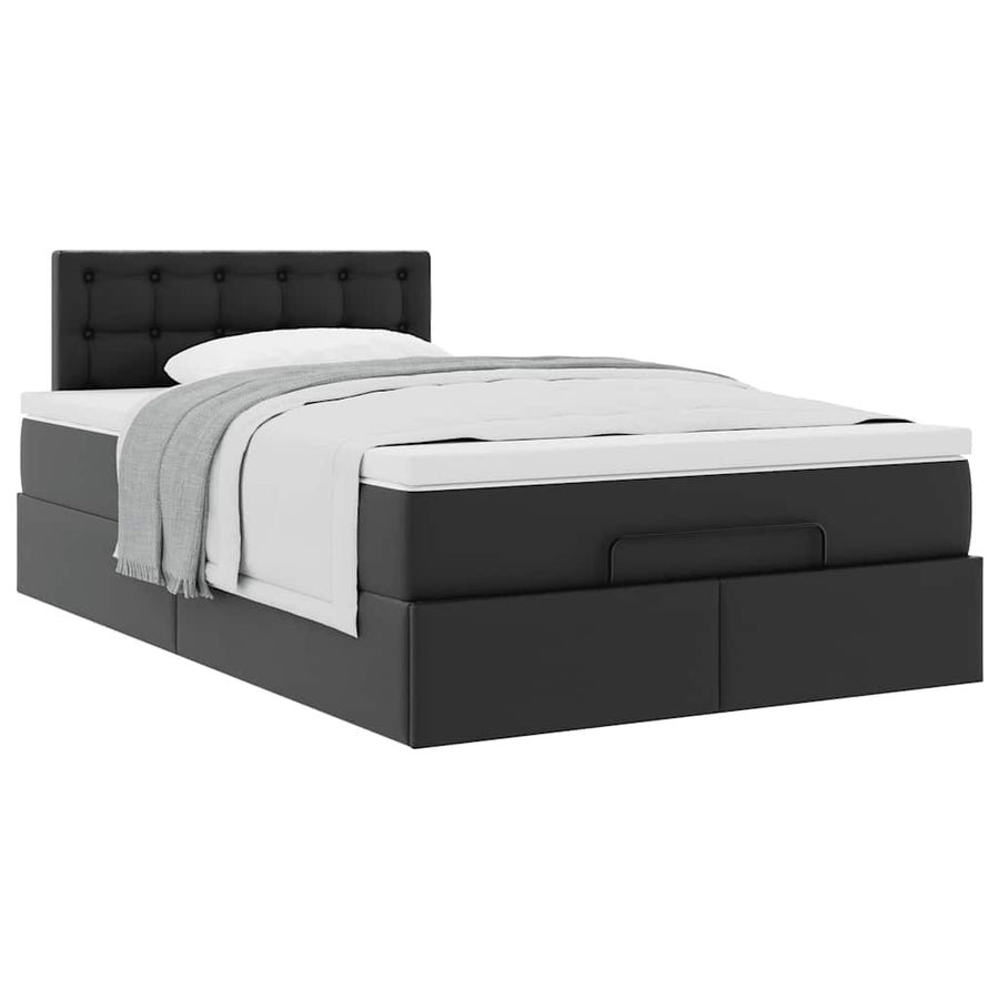 Ottoman bed met matras 120x200cm kunstleer zwart