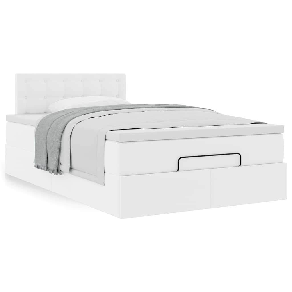 Ottoman bed met matras 120x200cm kunstleer wit