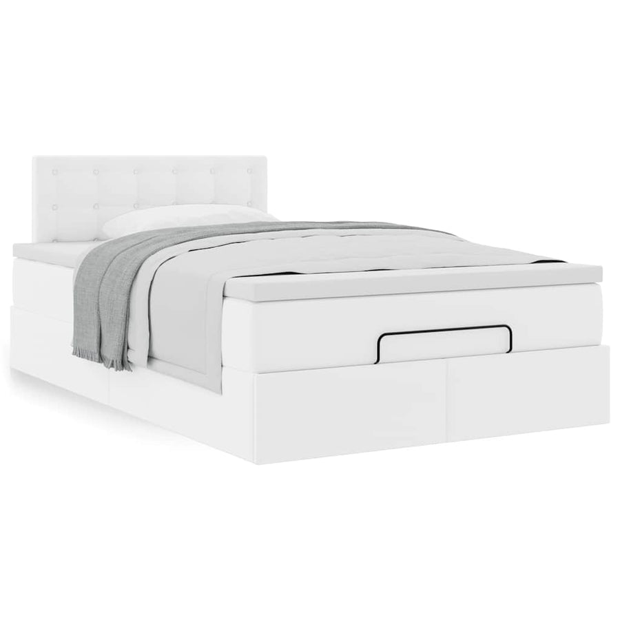 Ottoman bed met matras 120x200cm kunstleer wit
