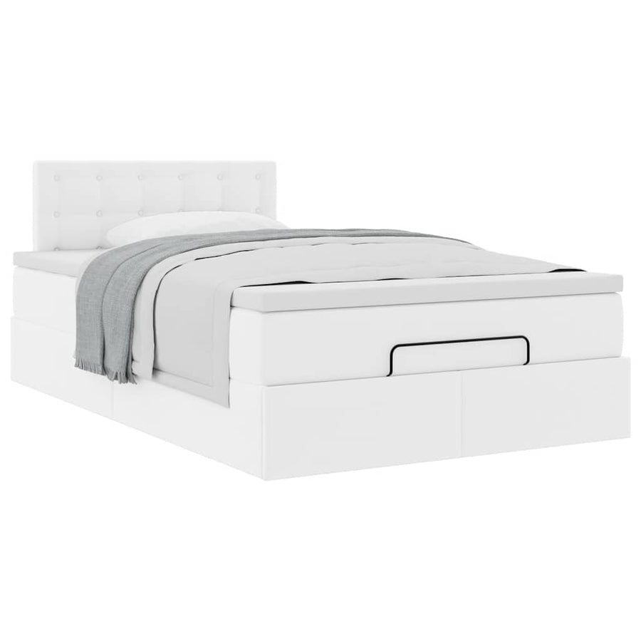 Ottoman bed met matras 120x200cm kunstleer wit