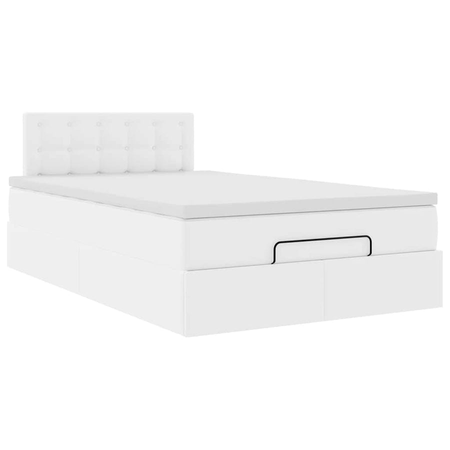 Ottoman bed met matras 120x200cm kunstleer wit