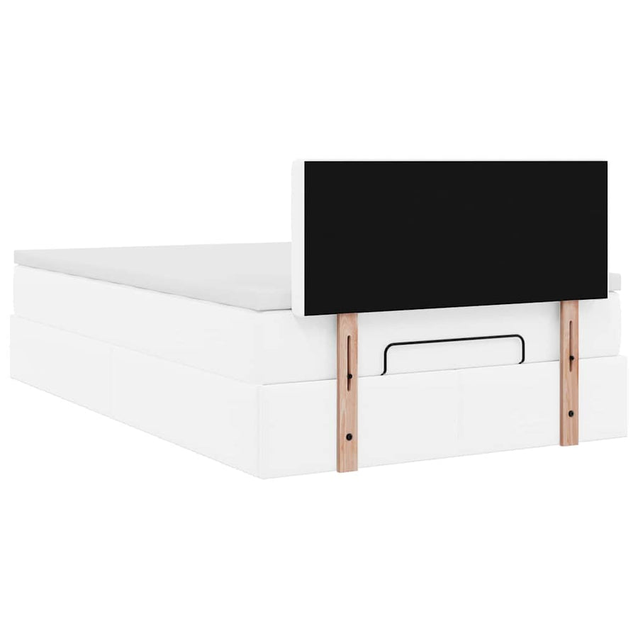 Ottoman bed met matras 120x200cm kunstleer wit