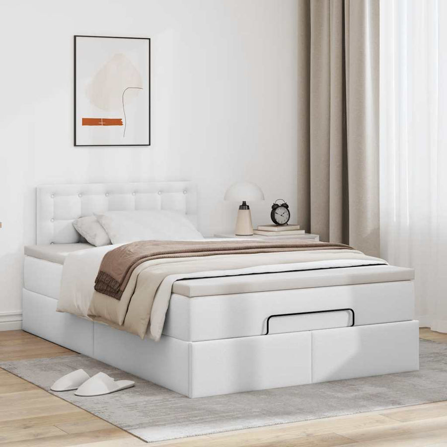 Ottoman bed met matras 120x200cm kunstleer wit