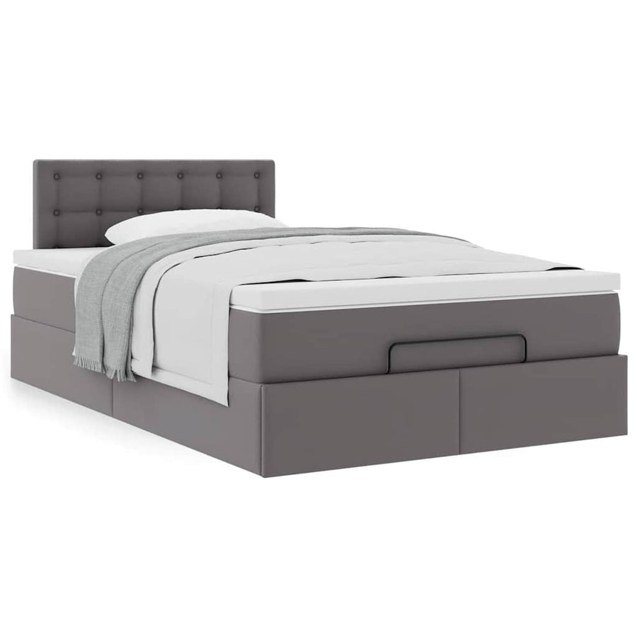 Ottoman bed met matras 120x200cm kunstleer grijs