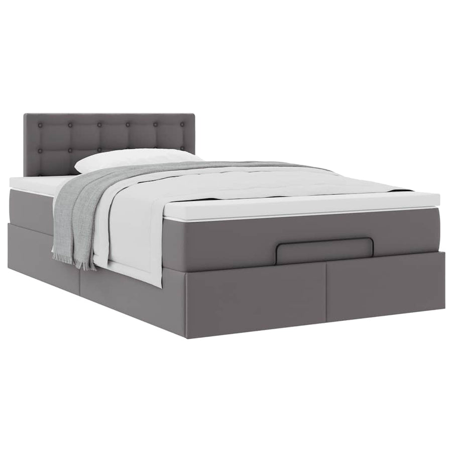 Ottoman bed met matras 120x200cm kunstleer grijs