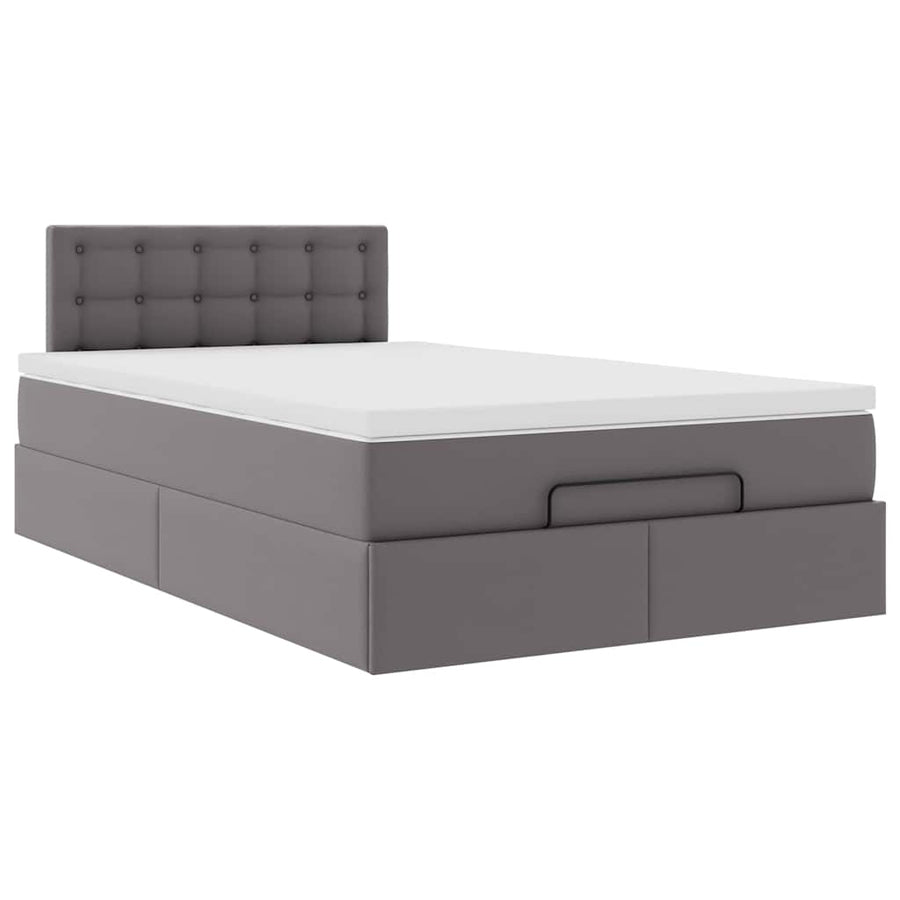 Ottoman bed met matras 120x200cm kunstleer grijs
