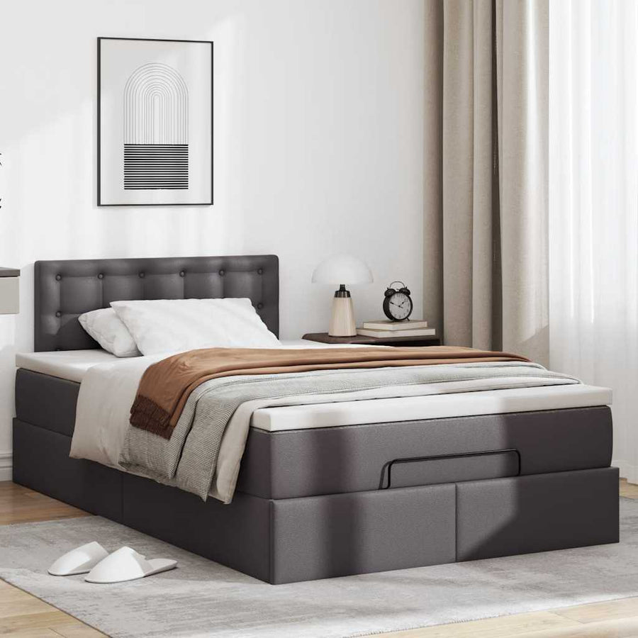 Ottoman bed met matras 120x200cm kunstleer grijs