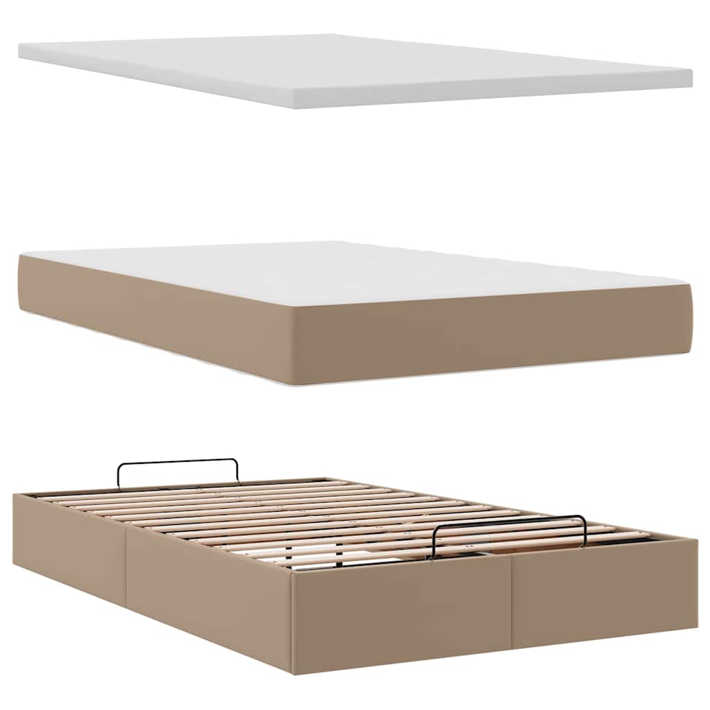 Ottoman bed met matras 120x200cm kunstleer cappuccinokleurig