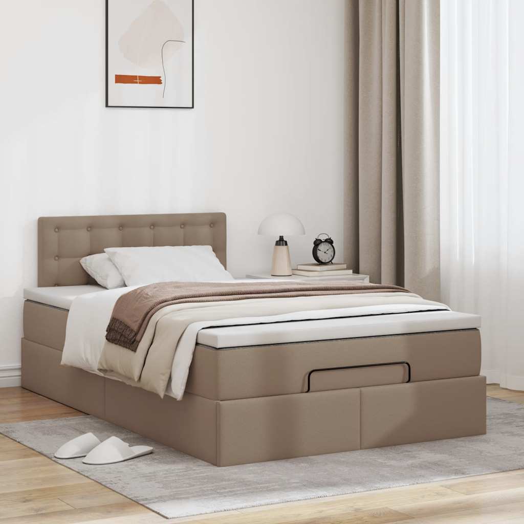 Ottoman bed met matras 120x200cm kunstleer cappuccinokleurig
