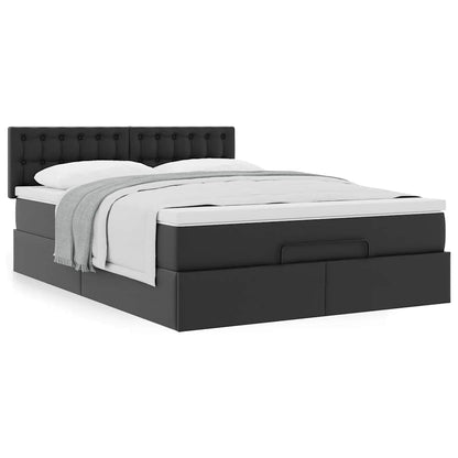 Ottoman bed met matras 140x190cm kunstleer zwart