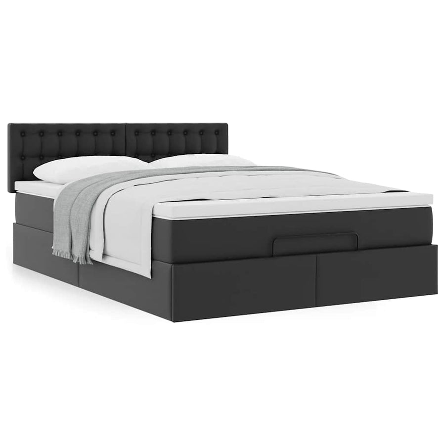 Ottoman bed met matras 140x190cm kunstleer zwart