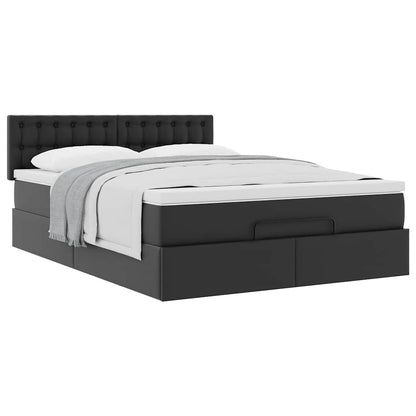 Ottoman bed met matras 140x190cm kunstleer zwart