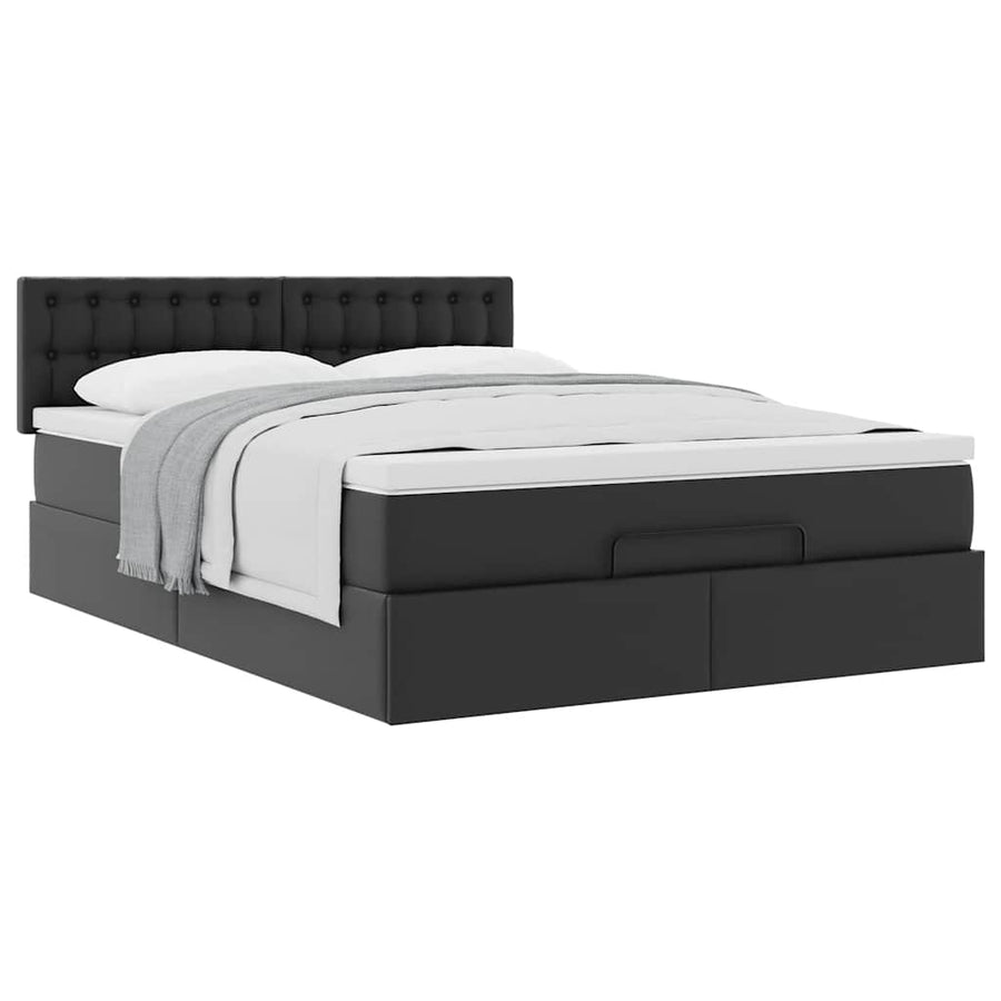 Ottoman bed met matras 140x190cm kunstleer zwart