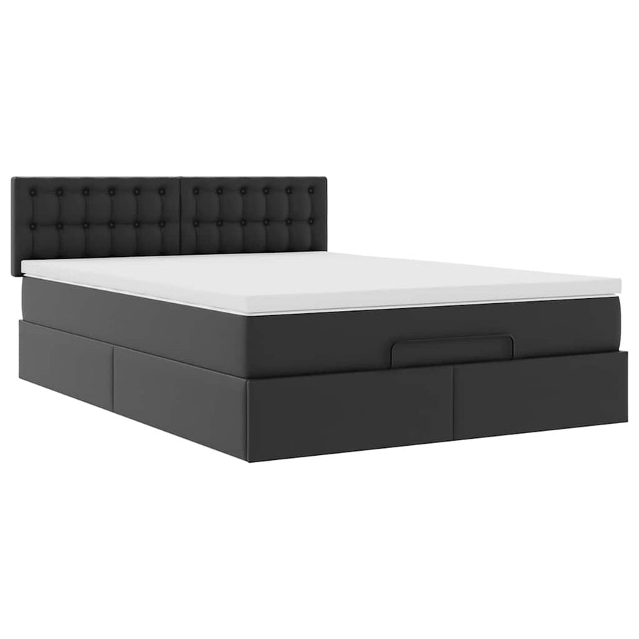 Ottoman bed met matras 140x190cm kunstleer zwart