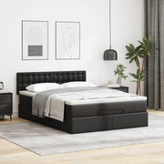 Black faux leather ottoman bed with mattress 140x190cm