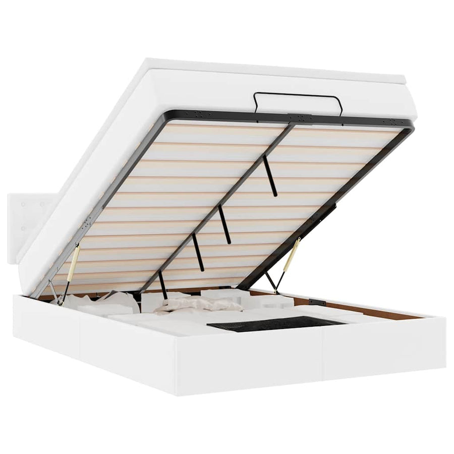 Ottoman bed met matras 140x190cm kunstleer wit