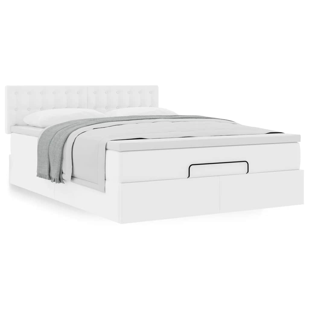 Ottoman bed met matras 140x190cm kunstleer wit