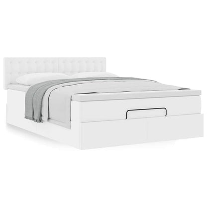 Ottoman bed met matras 140x190cm kunstleer wit