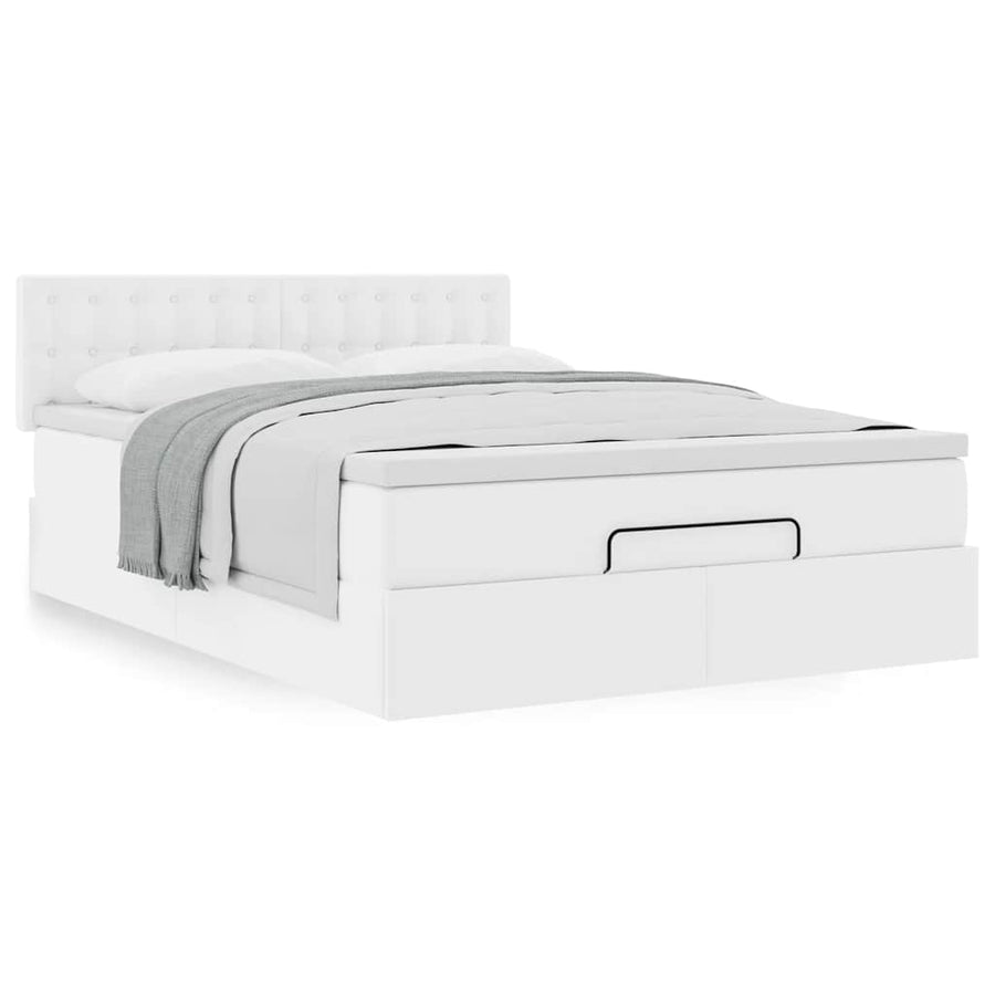 Ottoman bed met matras 140x190cm kunstleer wit