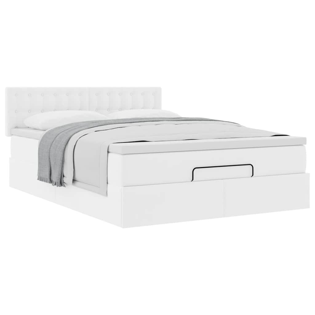Ottoman bed met matras 140x190cm kunstleer wit