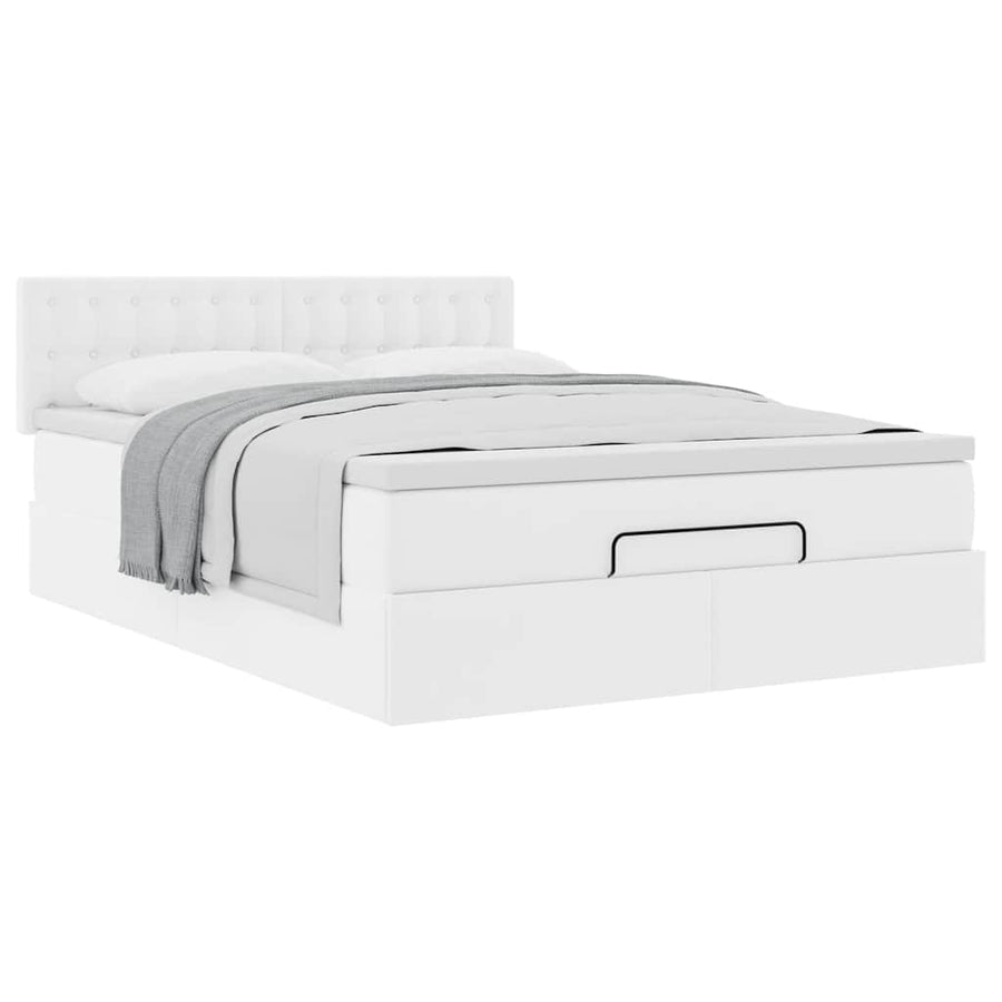 Ottoman bed met matras 140x190cm kunstleer wit