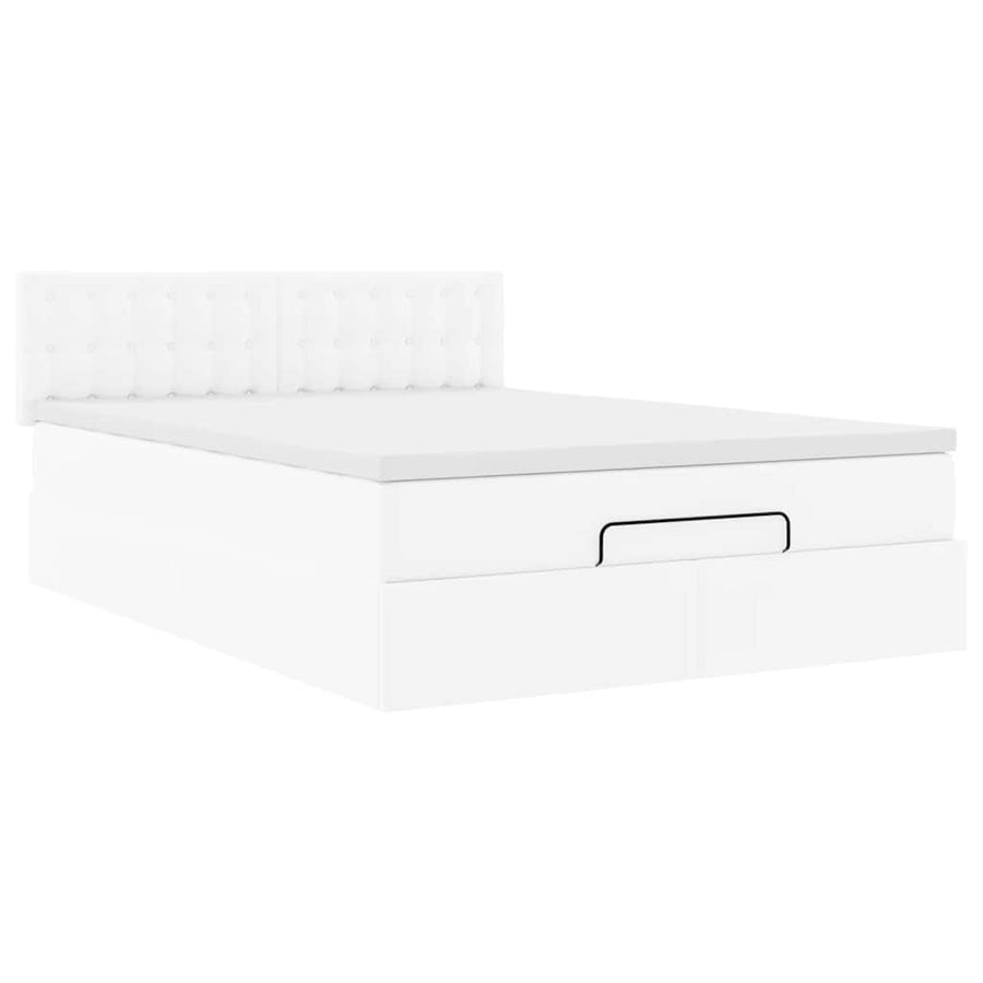 Ottoman bed met matras 140x190cm kunstleer wit