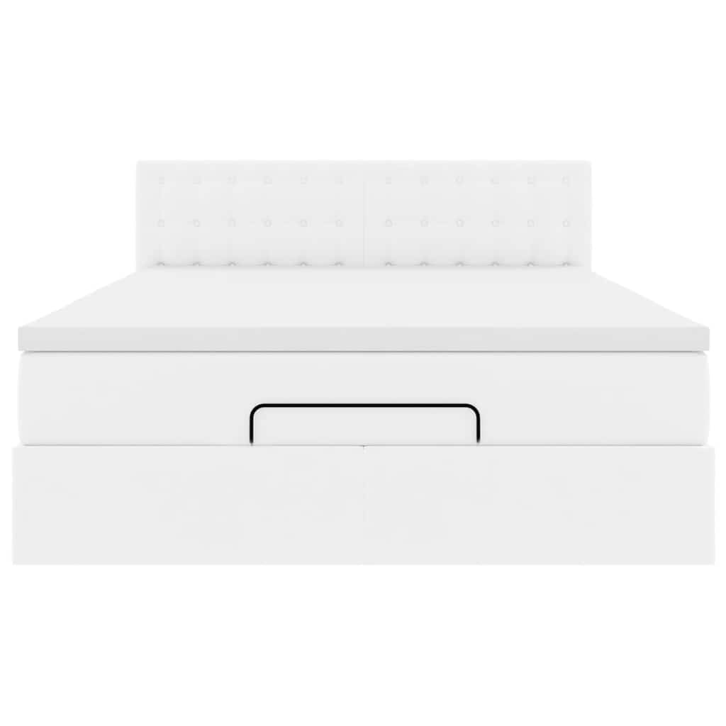 Ottoman bed met matras 140x190cm kunstleer wit