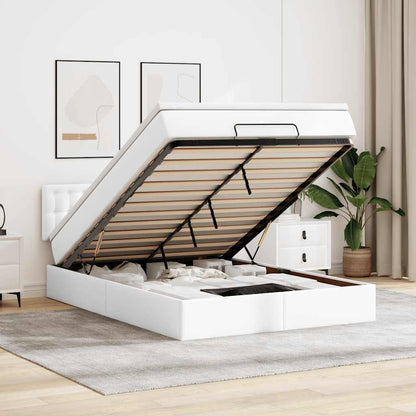 Ottoman bed met matras 140x190cm kunstleer wit