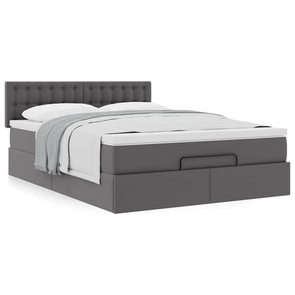 Ottoman bed met matras 140x190cm kunstleer grijs