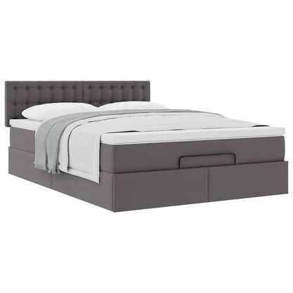 Ottoman bed met matras 140x190cm kunstleer grijs