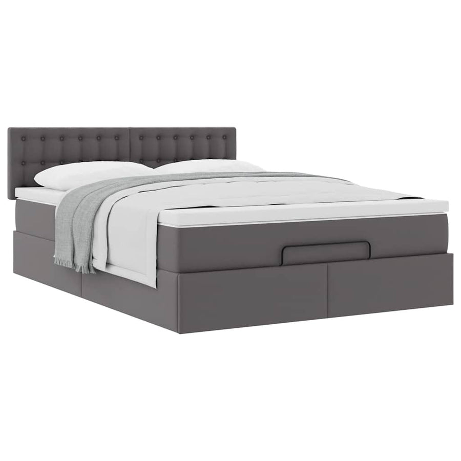 Ottoman bed met matras 140x190cm kunstleer grijs