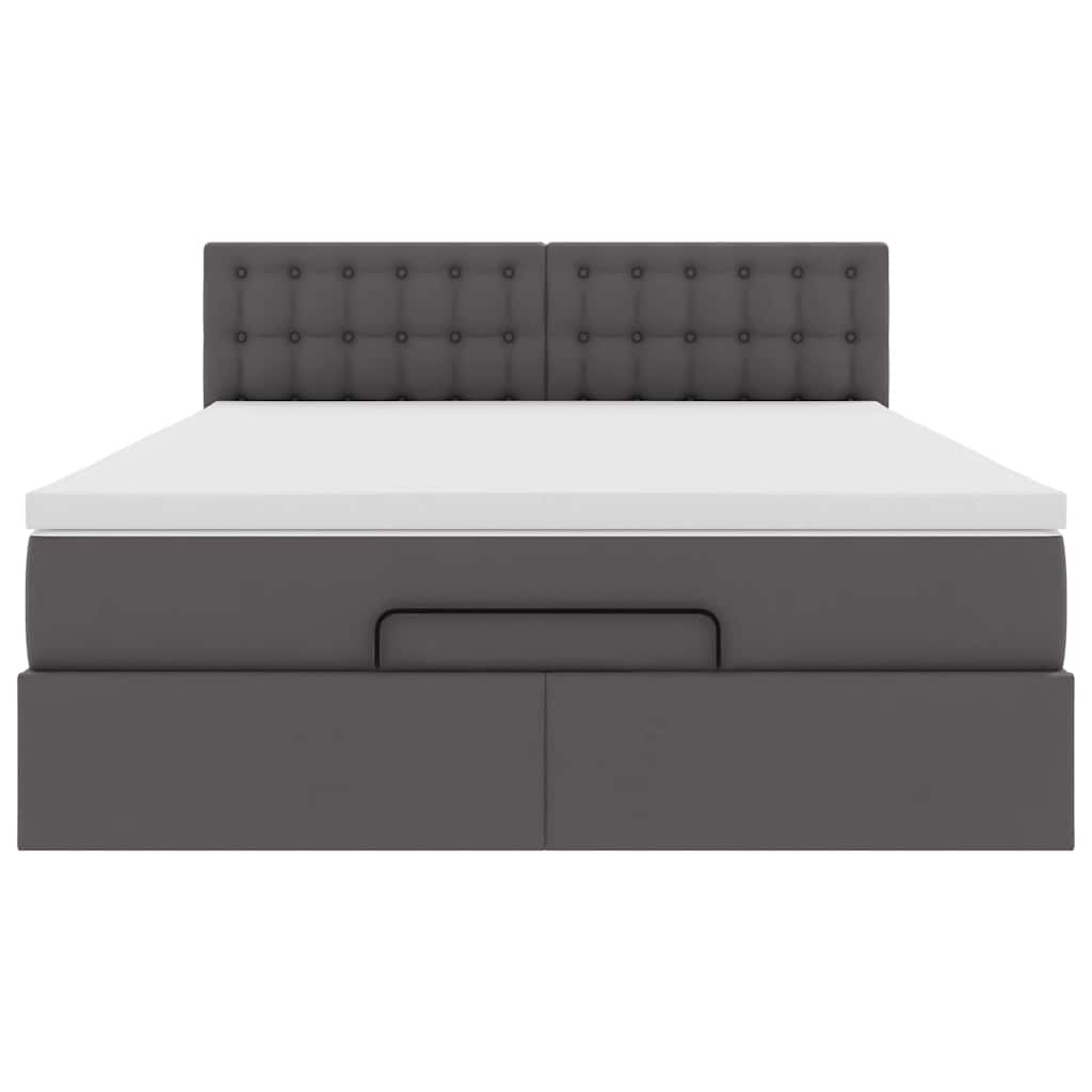 Ottoman bed met matras 140x190cm kunstleer grijs