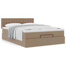 Ottoman bed met matras 140x190cm kunstleer cappuccinokleurig