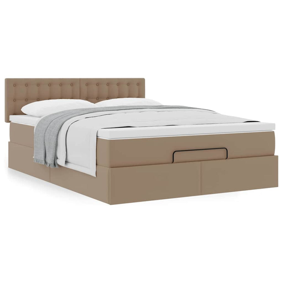Ottoman bed met matras 140x190cm kunstleer cappuccinokleurig