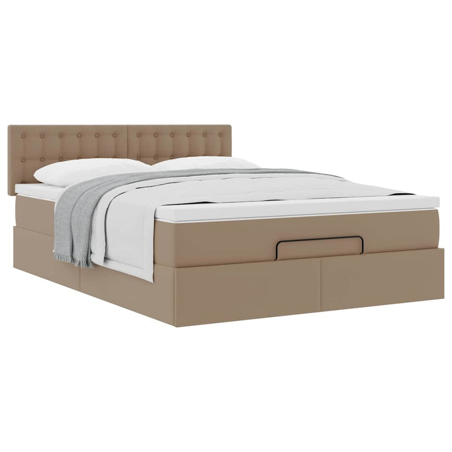 Ottoman bed met matras 140x190cm kunstleer cappuccinokleurig