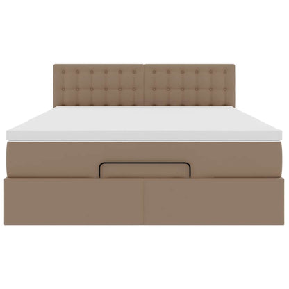 Ottoman bed met matras 140x190cm kunstleer cappuccinokleurig