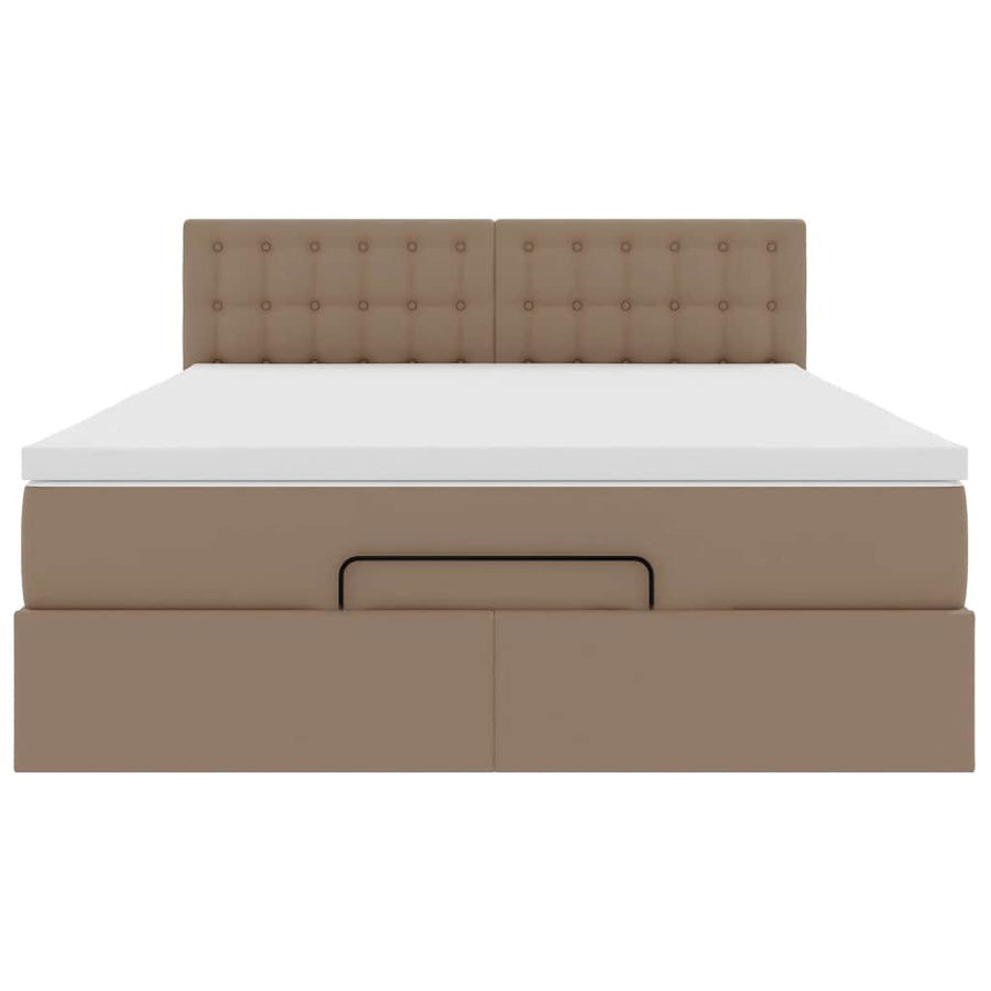 Ottoman bed met matras 140x190cm kunstleer cappuccinokleurig