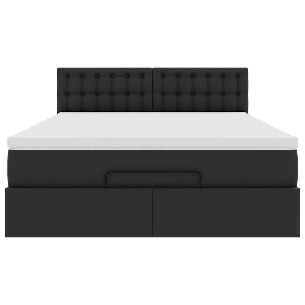 Ottoman bed met matras 140x200cm kunstleer zwart