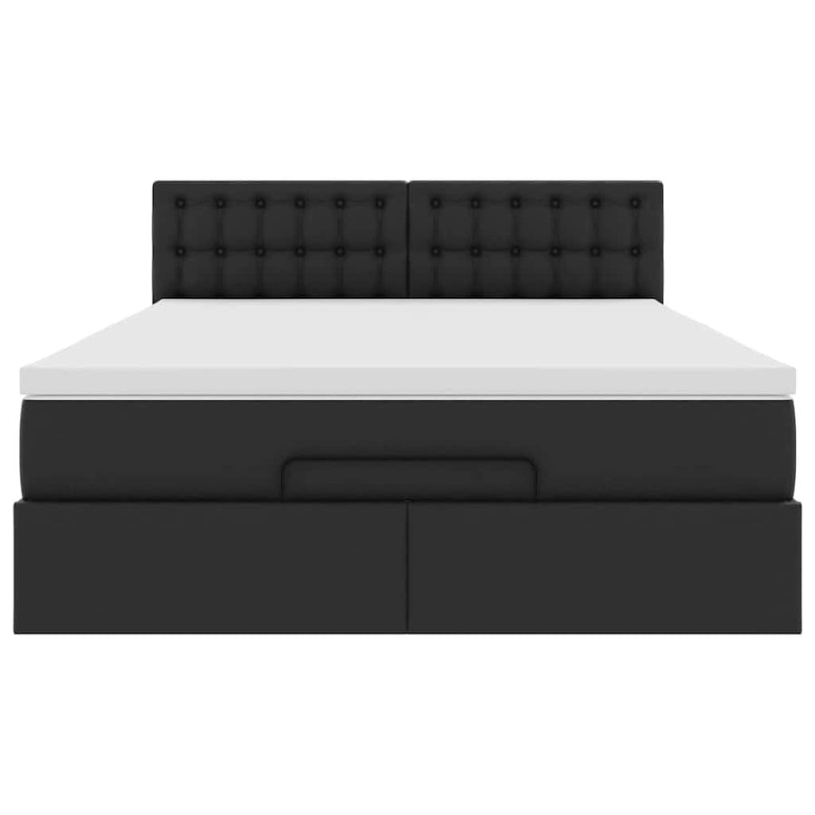 Ottoman bed met matras 140x200cm kunstleer zwart